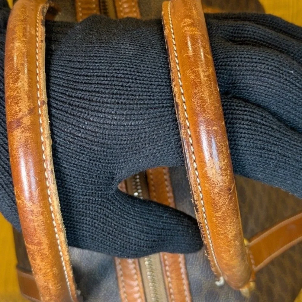 Celine Macadam Boston Bag Vintage Brown Small 2-Handle Classic Monogram Handbag - Picture 2 of 5